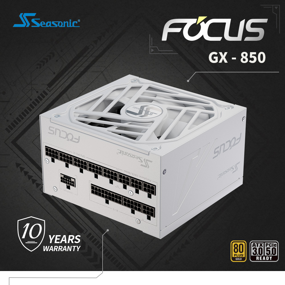 海韻 Seasonic Focus GX-850 ATX3.0 電源供應器 金牌/全模 (白)