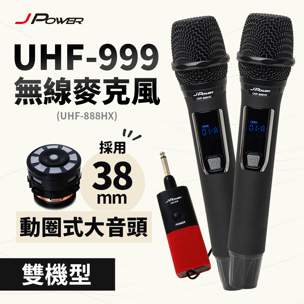 震天雷UHF-999(888HX)行動式無線麥克風組 - 雙機型