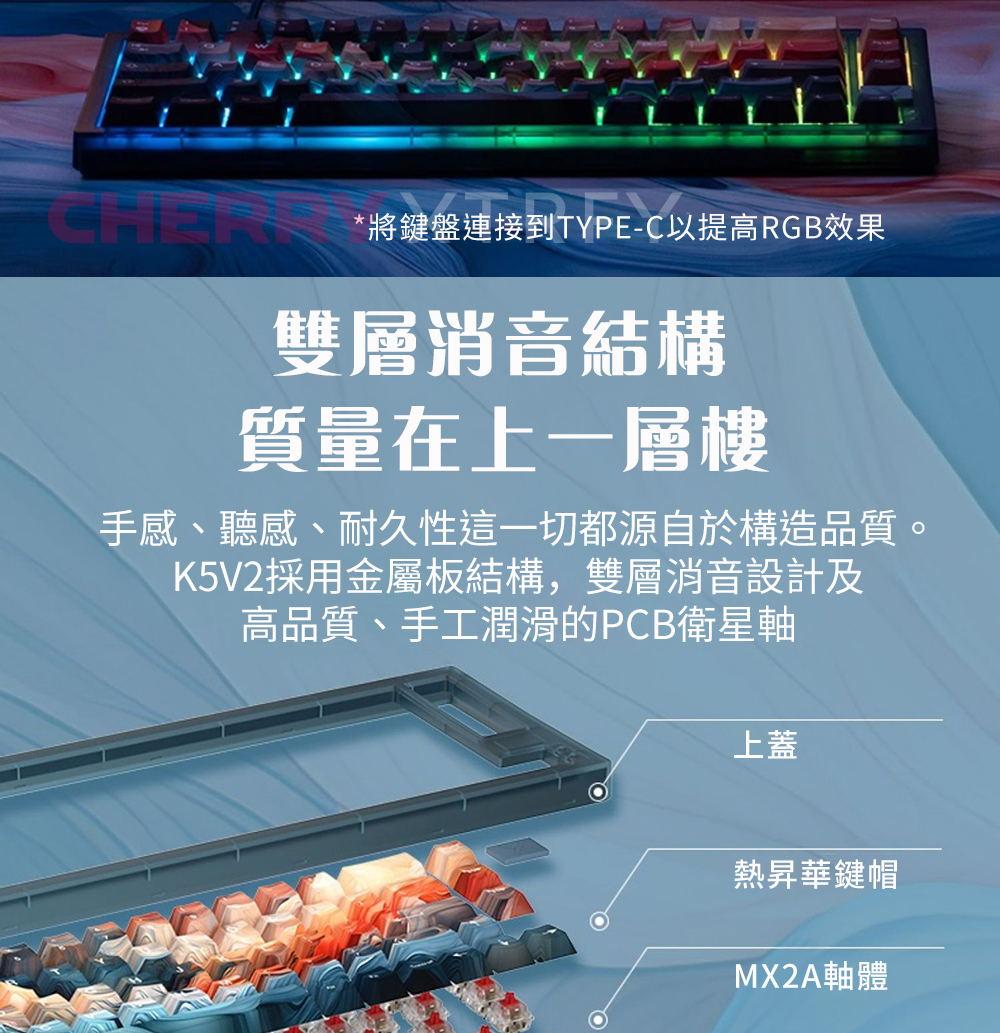 Cherry K5V2 RGB AMNIS 洪流 (PBT英刻) (紅軸)