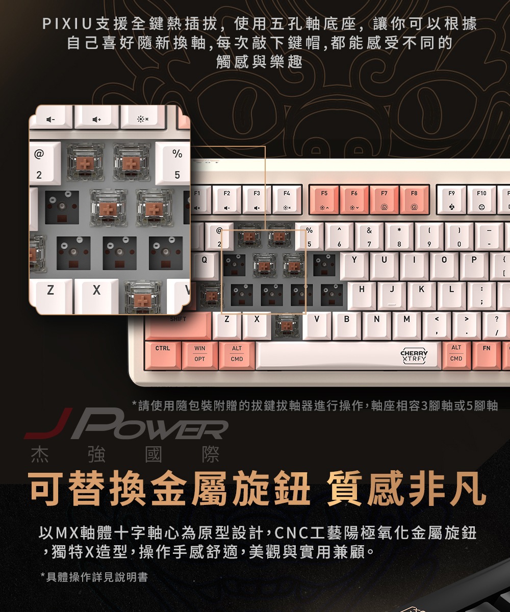Cherry 無線三模 PIXIU75 RGB MX2A 金箍棒紅軸