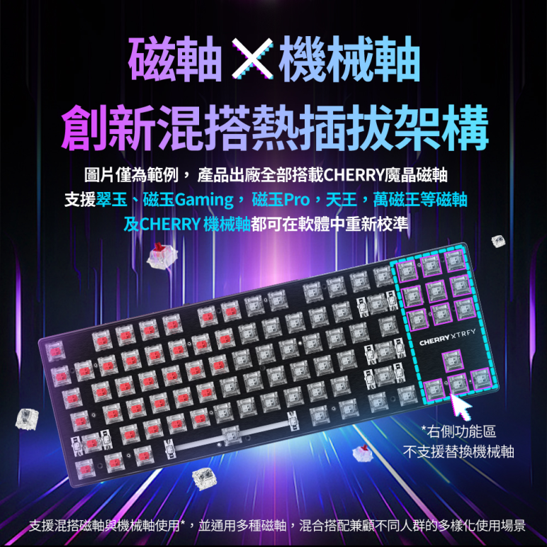Cherry 無線三模 MX8.2 PRO TMR TKL 黑-魔晶磁軸